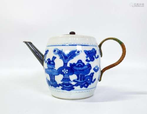 Chinese Kangxi Blue & White Porcelain Teapot