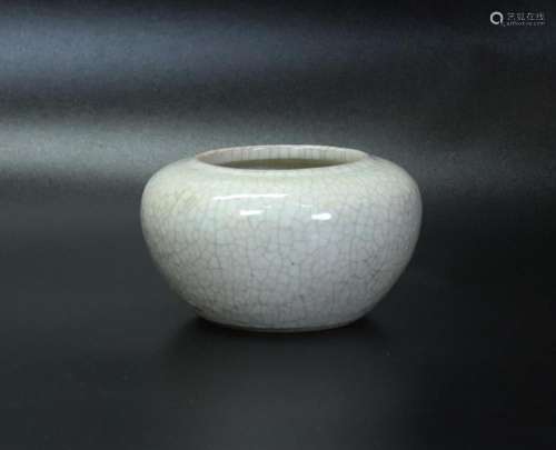 Chinese 19 C Crackle White Porcelain Brush Washer