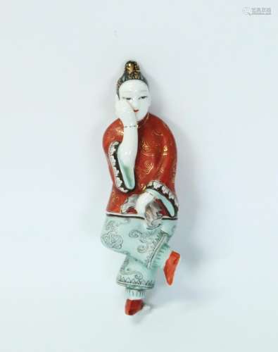 Chinese Porcelain Lady Snuff Bottle, Shoe Stopper
