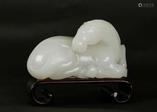 Chinese White Jade Recumbent Horse