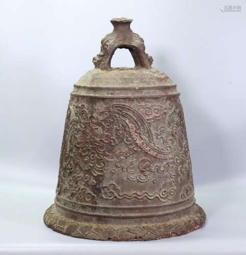 Chinese Cast Iron Temple Bell Jiaqing 5 Years