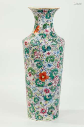Chinese Mille Fleur Enameled Porcelain Sleeve Vase