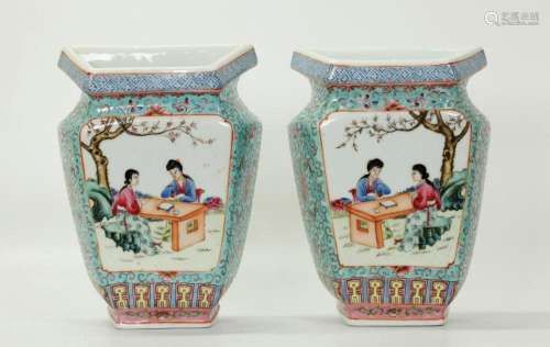 Mirror Pr Chinese Enameled Porcelain Wall Vases