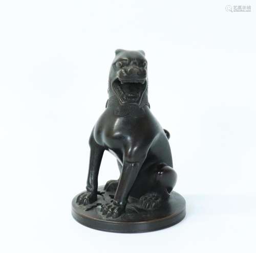 Chinese Seated Bronze Lion Incense Burner Cover
