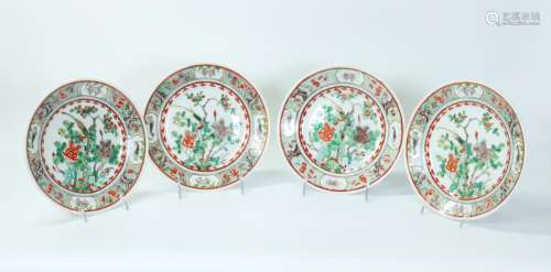 4 Chinese Famille Verte Porcelain Plates