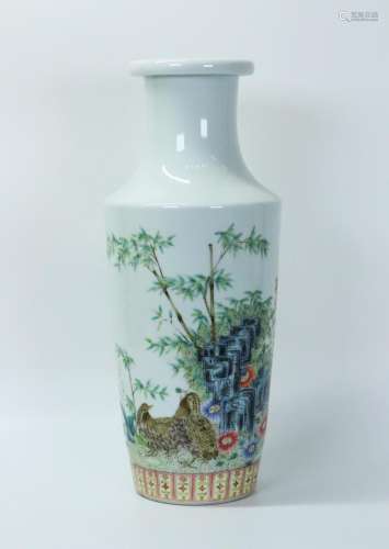 Chinese Famille Rose Porcelain Sleeve Vase