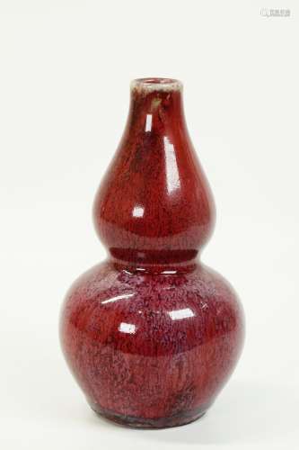 Chinese Red & Flambe Porcelain Double Gourd Vase