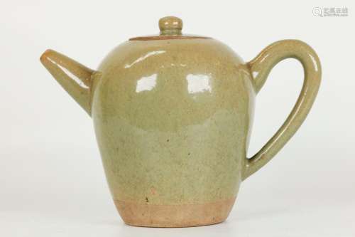 Chinese 19th C Light Clay Yixing Enameled Teapot