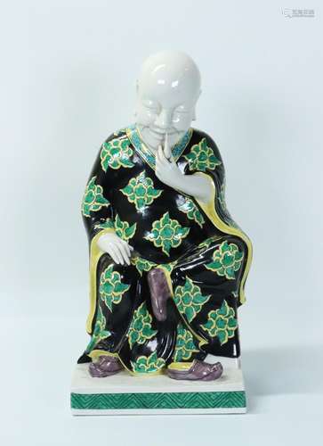 European Chinoiserie Porcelain Seated Lohan