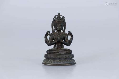 TIBET, XIIIe-XIVe siècle. Statuette de Shadakshari Loke