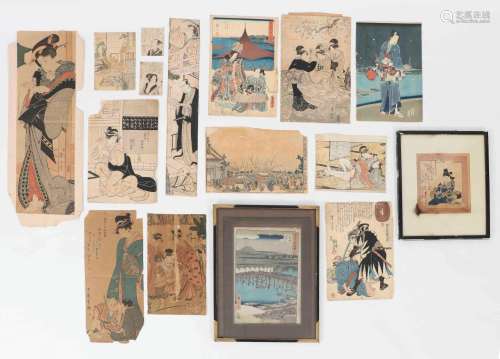 (16) JAPON, XIXe siècle. Ensemble d'estampes comprenant