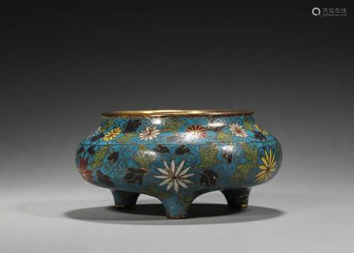 A flower patterned cloisonne censer,Ming Dynasty,China