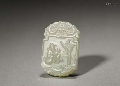 A figure patterned jade pendant,Qing Dynasty,China