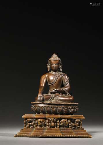 A copper Sakyamuni buddha statue,Ming Dynasty,China