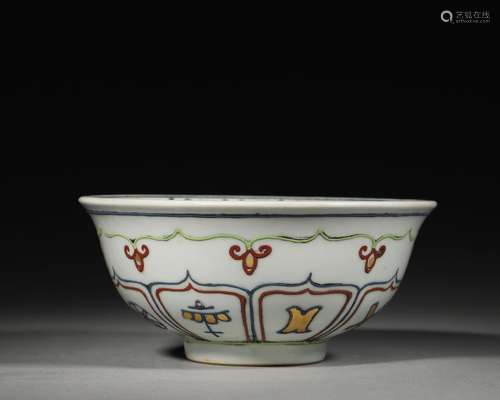 A gilt sanskrit painted porcelain bowl,Yuan Dynasty,China