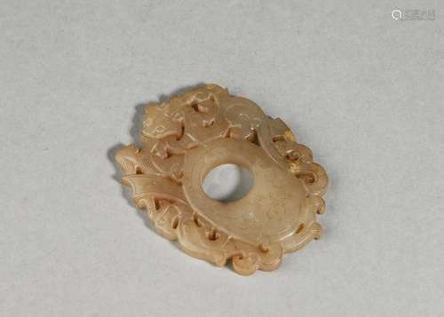 A dragon and phoenix patterned jade pendant  ,Han Dynasty,Ch...