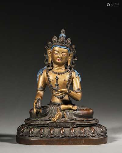 A gilding copper buddha statue,Qing Dynasty,China