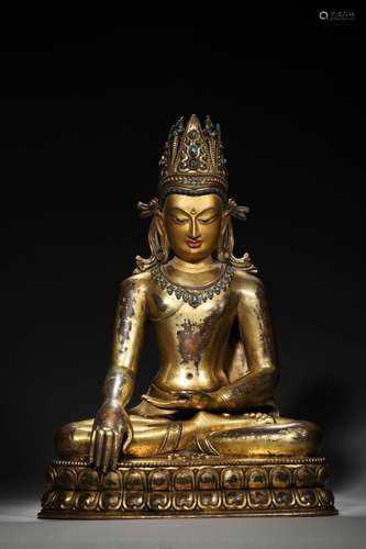 A gilding copper buddha statue,Ming Dynasty,China