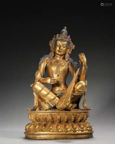 A gilding copper buddha statue,Qing Dynasty,China