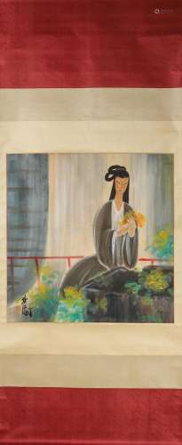 A Chinese figure painting, Lin Fengmian mark