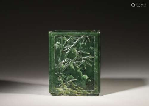 A plant patterned jasper brush pot,Qing Dynasty,China