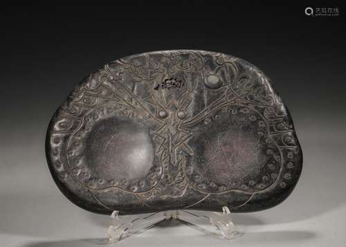 A butterfly patterned inkstone,Qing Dynasty,China