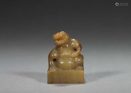 A jade beast seal  ,Han Dynasty,China