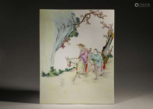 A famille rose figure porcelain plaque,Qing Dynasty,China