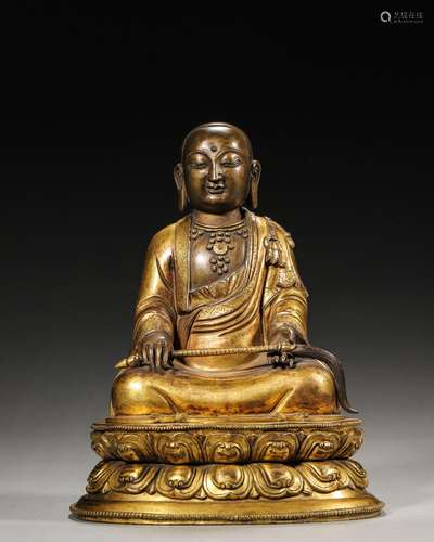 A gilding copper figure statue,Qing Dynasty,China