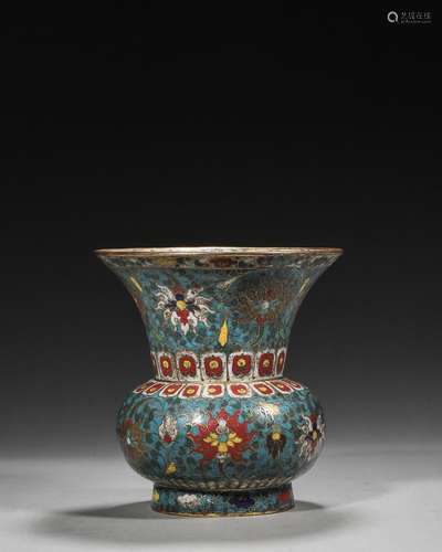 An interlocking lotus patterned cloisonne vase,Ming Dynasty,...