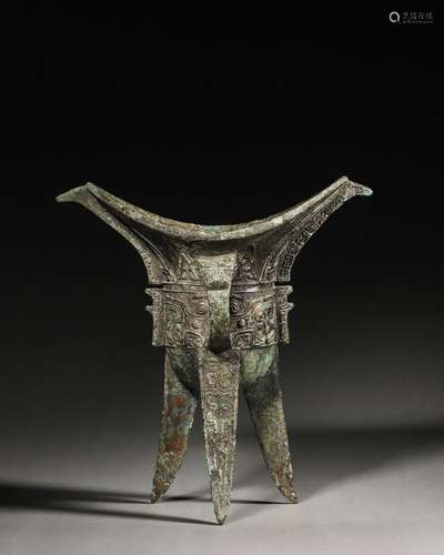 A taotie patterned bronze jue cup,Han Dynasty,China