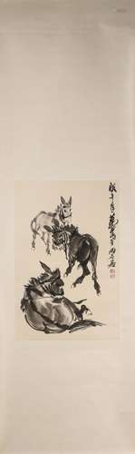 A Chinese painting of donkey, Huangzhou mark