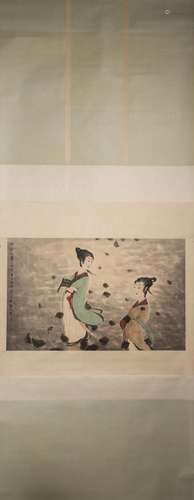 A Chinese figure painting, Fu Baoshi mark