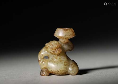 A jade beast ornament  ,Han Dynasty,China