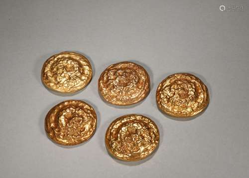 5 gilding silver coins,Han Dynasty,China