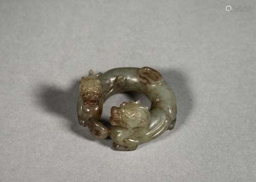 A dragon shaped jade pendant  ,Han Dynasty,China