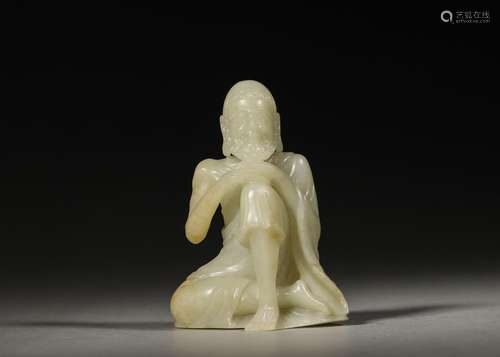 A jade arhat statuette,Qing Dynasty,China