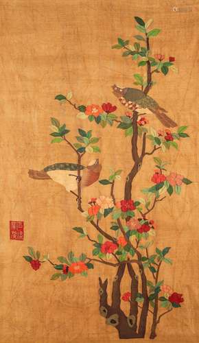 A Chinese k'o--ssu painting of bird and flower