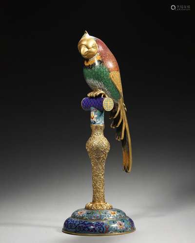 A cloisonne parrot ornament,Qing Dynasty,China