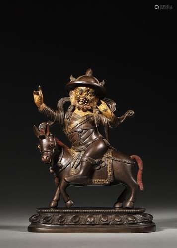 A gilding copper Mahakala buddha statue,Qing Dynasty,China