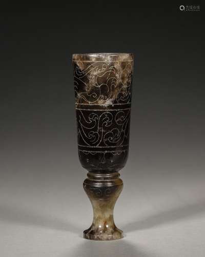 A dragon and phoenix patterned jade cup ,Han Dynasty,China