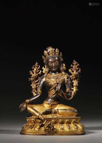 A gilding copper buddha statue,Qing Dynasty,China