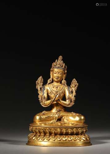 A gilding copper buddha statue,Qing Dynasty,China