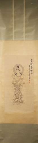 A Chinese Guanyin painting, Zhang Daqian mark