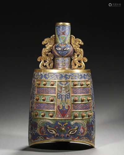 A beast face patterned cloisonne bianzhong,Qing Dynasty,Chin...