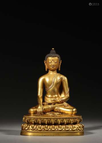 A gilding copper Sakyamuni statue,Qing Dynasty,China