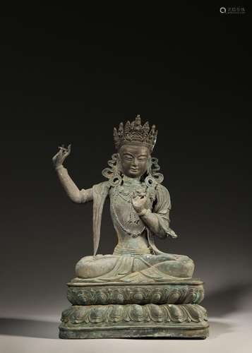 A copper Manjusri statue,Qing Dynasty,China