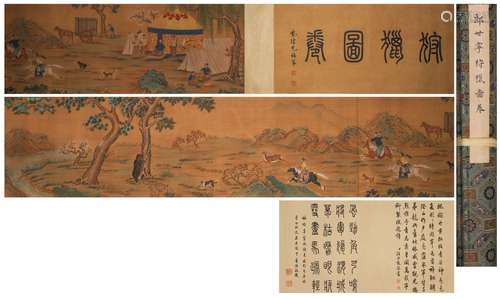 The Chinese painting of hunting, Lang Shining mark