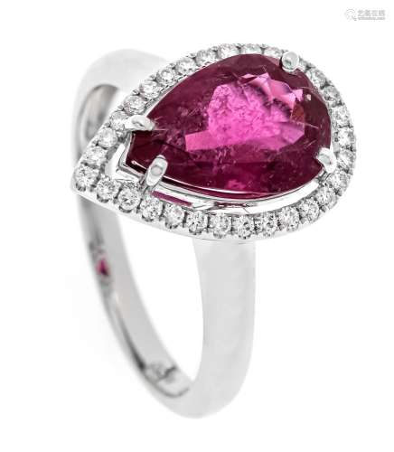 Rubellite diamond ring WG 750/