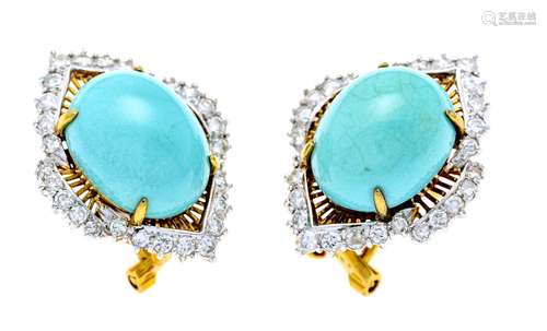 Turquoise diamond clip earring